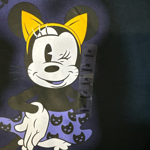 Disney Black Minnie Mouse Happy Meowlloween Glow In The Dark Tee Women's Size XL - Picture 6 of 12